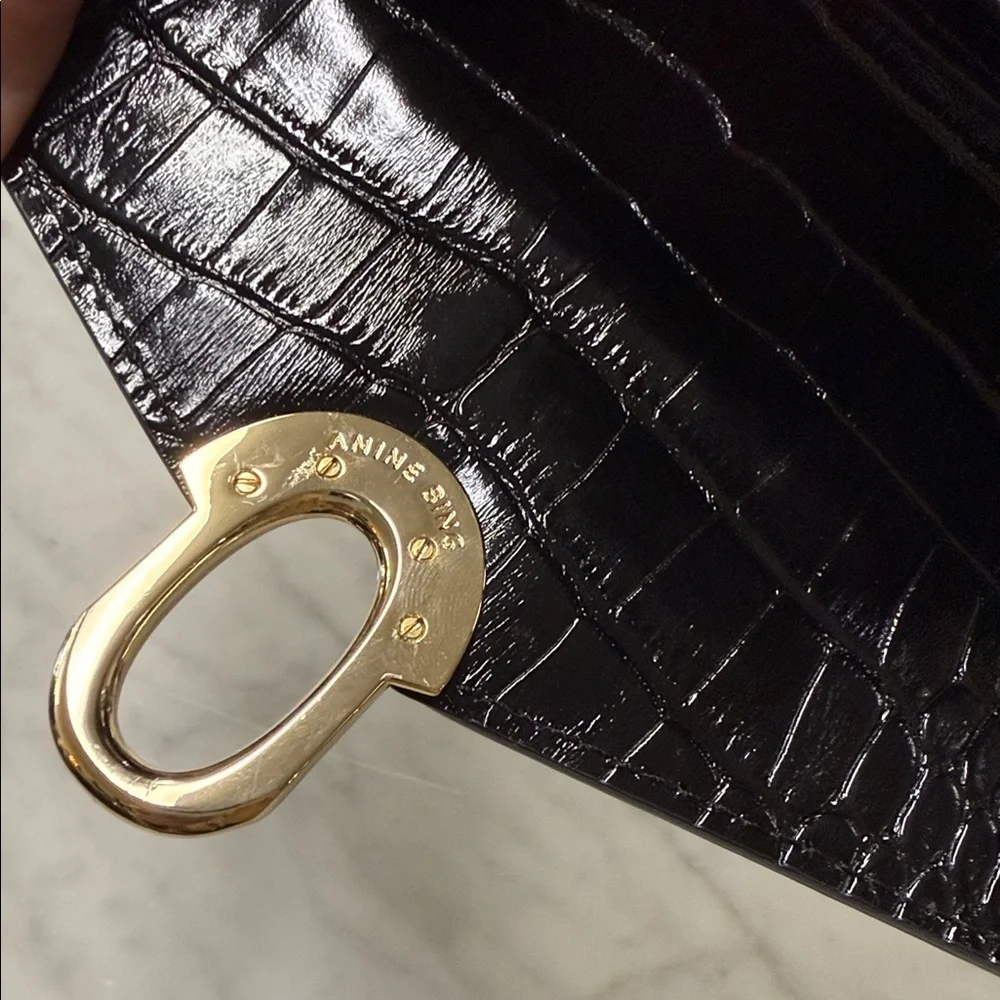 Anine Bing Colette Black Croc Embossed Mini Bag - Picture 5 of 11